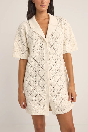 Rhythm Jaffa Knit Shirt Dress White