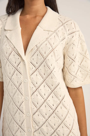 Rhythm Jaffa Knit Shirt Dress White