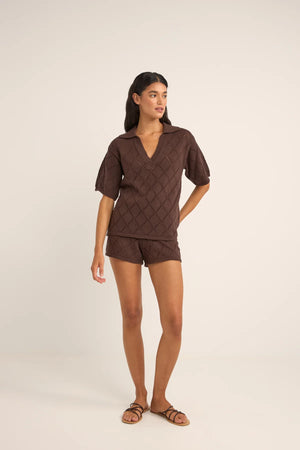 Rhythm Sunny Knit Beach Beach Shorts Chocolate