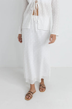 Rhythm Mirage Bias Cut Maxi Skirt White