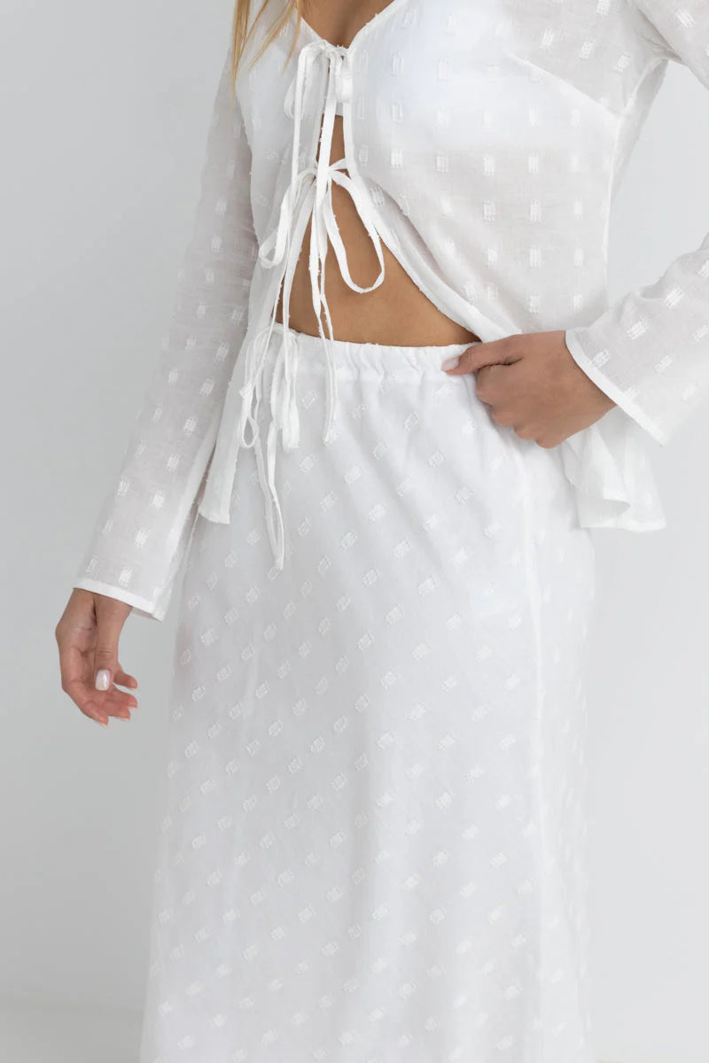 Rhythm Mirage Bias Cut Maxi Skirt White