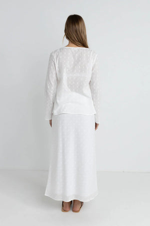 Rhythm Mirage Bias Cut Maxi Skirt White