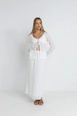 Rhythm Mirage Bias Cut Maxi Skirt White