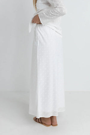 Rhythm Mirage Bias Cut Maxi Skirt White