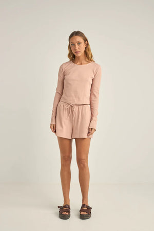 Rhythm Hunter Waffle Knit Short Dusty Pink