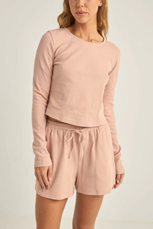 Rhythm Winona Waffle Knit Long Sleeve Dusty Pink