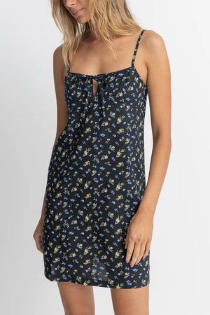 Rhythm Fleur Floral Keyhole Slip Dress Black