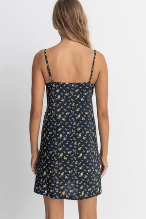 Rhythm Fleur Floral Keyhole Slip Dress Black