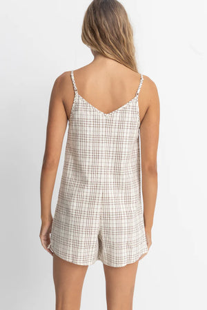 Rhythm Rumi Check Romper Natural