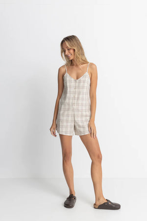 Rhythm Rumi Check Romper Natural