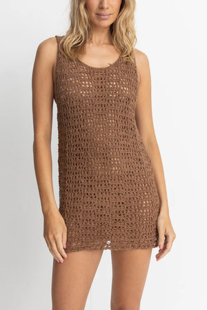 Rhythm Maddie Scoop Neck Mini Dress Chocolate