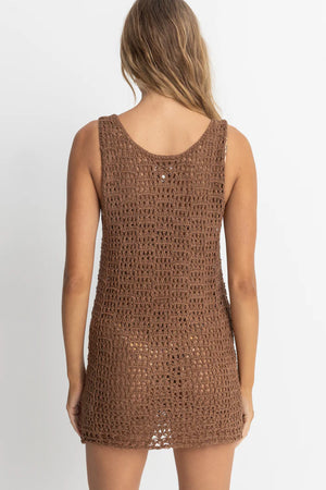 Rhythm Maddie Scoop Neck Mini Dress Chocolate