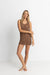 Rhythm Maddie Scoop Neck Mini Dress Chocolate