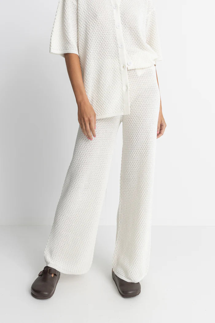 Rhythm Dune Wide Leg Knit Pant White