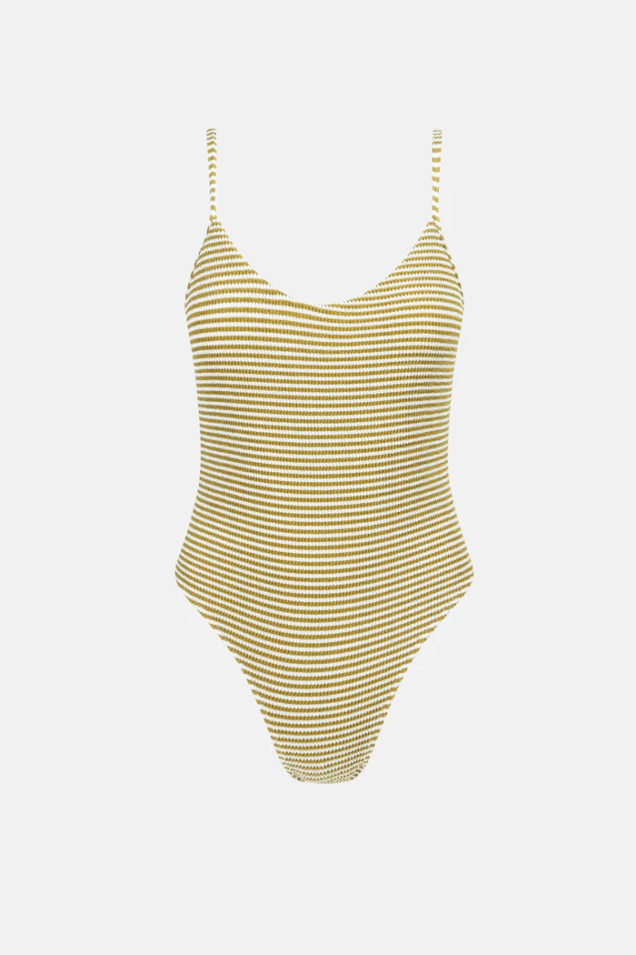 Rhythm Cove Stripe Cross Back One Piece Olive