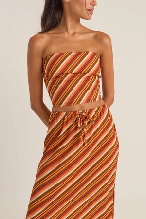 Rhythm Chica Stripe Strapless Top Brown