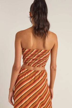 Rhythm Chica Stripe Strapless Top Brown