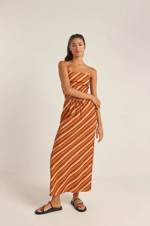 Rhythm Chica Stripe Strapless Top Brown