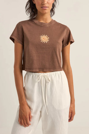 Rhythm Sunshine Crop Crew Tee Chocolate