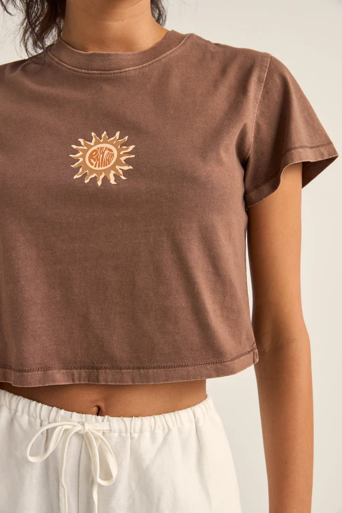 Rhythm Sunshine Crop Crew Tee Chocolate