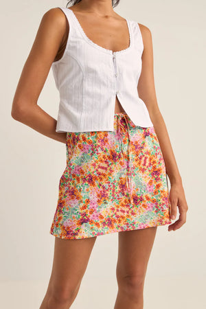 Rhythm Sierra Floral Bias Cut Mini Skirt Orange