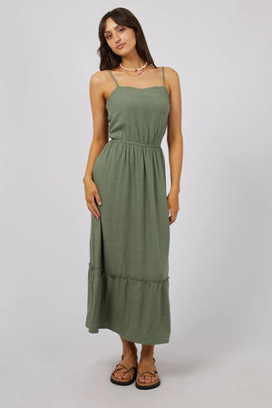 All About Eve Luxe Linen Maxi Dress Khaki