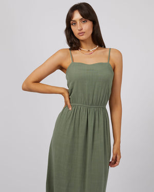 All About Eve Luxe Linen Maxi Dress Khaki