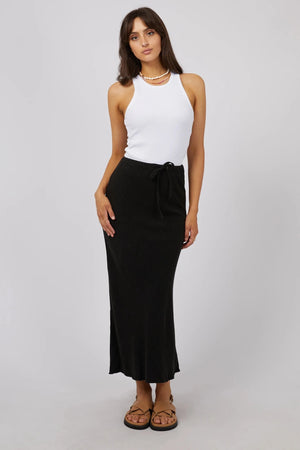 All About Eve Luxe Linen Maxi Skirt Black