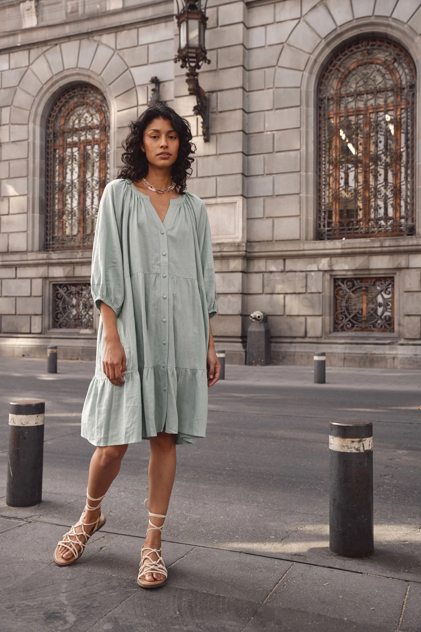 Isle of Mine Amelie Button Dress Seafoam