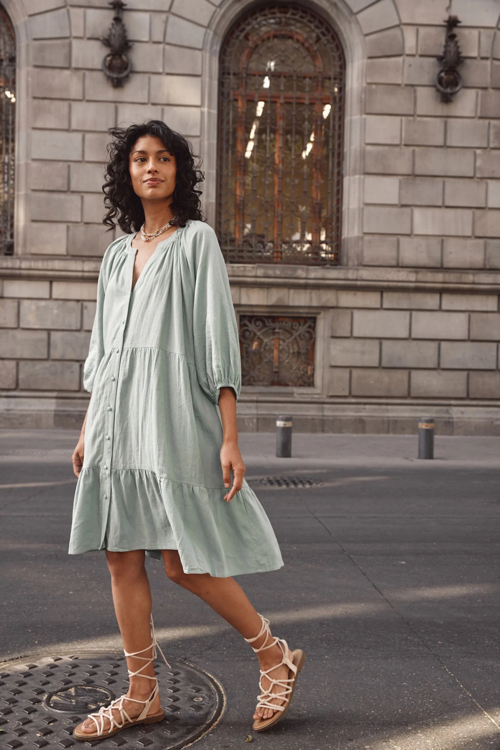 Isle of Mine Amelie Button Dress Seafoam