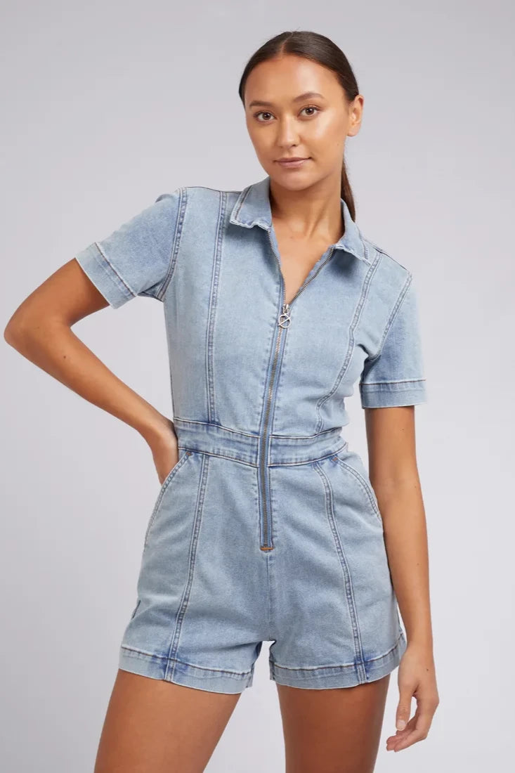 Silent Theory Boston Playsuit Blue