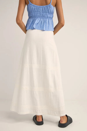 Rhythm Pearl Button Front Maxi Skirt White