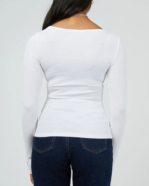 All About Eve Icon Scoop Neck L/S Top White