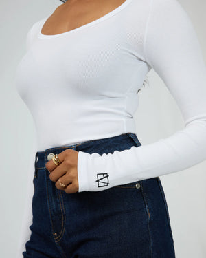 All About Eve Icon Scoop Neck L/S Top White