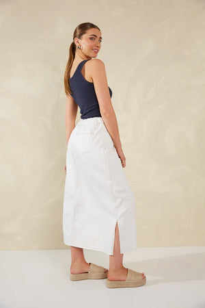 Haven Dalton Denim Skirt White