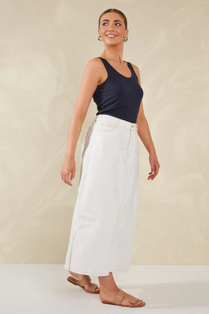 Haven Dalton Denim Skirt White