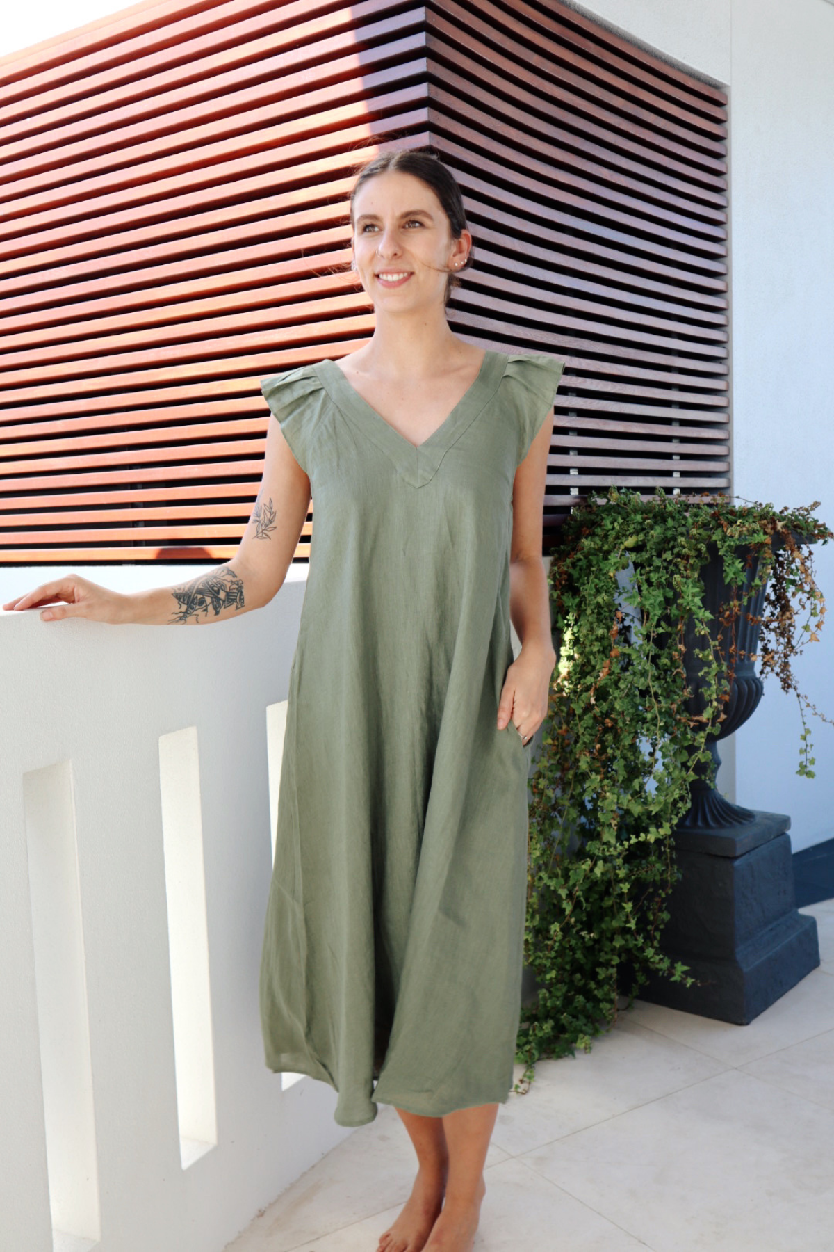 Eb & Ive Nala Maxi Dress Dark Fern