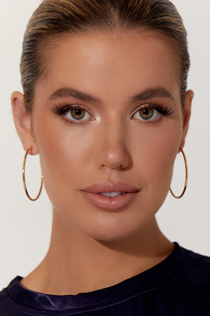 Adorne Thin Flat Essential Hoops Gold