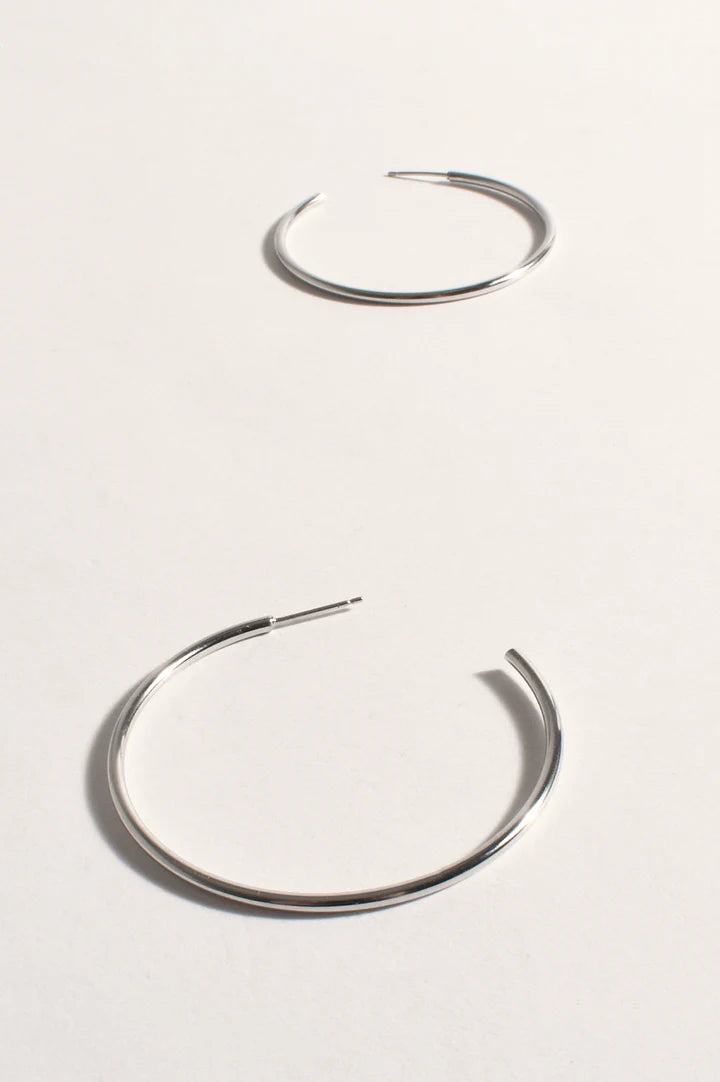 Adorne Thin Flat Essential Hoops Silver