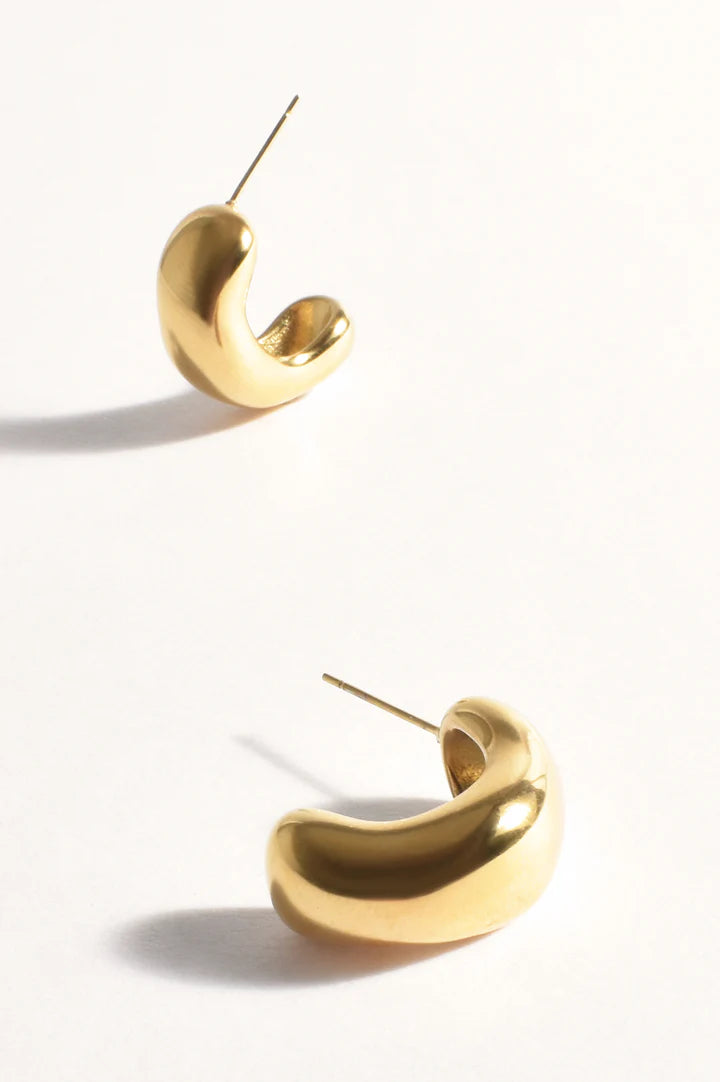 Adorne Bevelled Metal Mini Hoops Gold