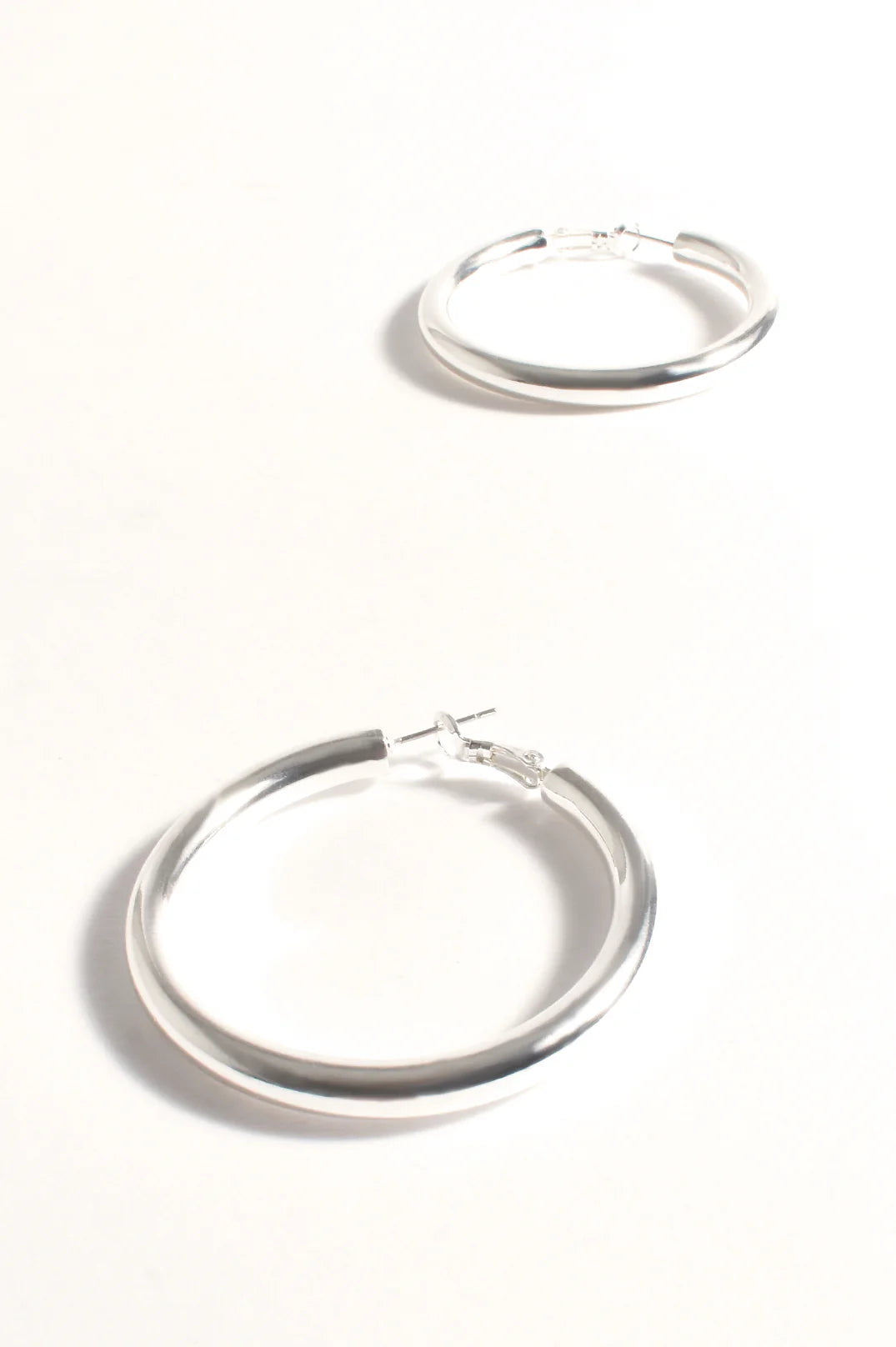 Adorne Mid Size Tube Hoops Silver