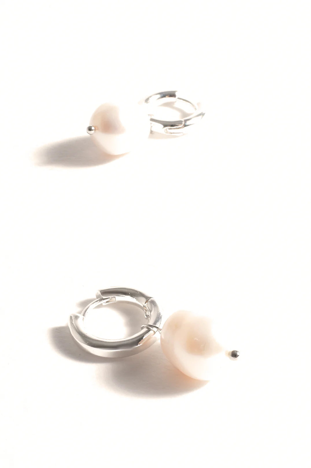 Adorne Baroque Pearl Drop Mini Hoops Silver/Cream