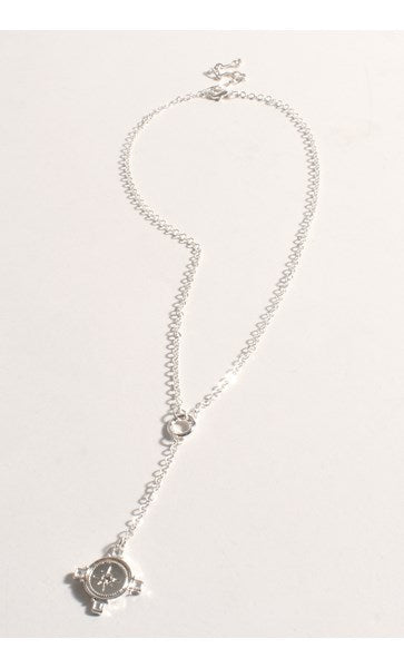 Adorne Diamante Star Charm Y Necklace Silver