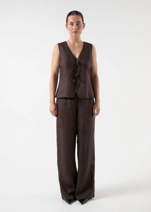 Bisk The Label Claudia Linen Vest Chocolate