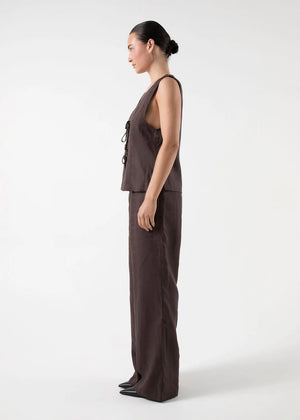 Bisk The Label Claudia Linen Vest Chocolate