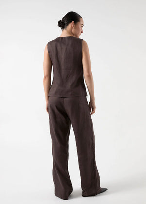 Bisk The Label Claudia Linen Vest Chocolate