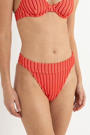 Rhythm Terry Sands Stripe Hi Banded Pant Red