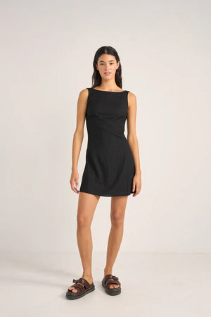 Rhythm Roselle Tie Back Mini Dress Black