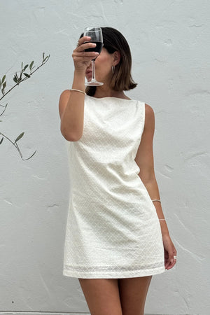 Rhythm Porto Eyelet Mini Dress Natural