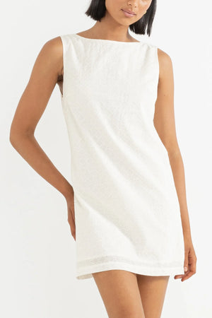 Rhythm Porto Eyelet Mini Dress Natural